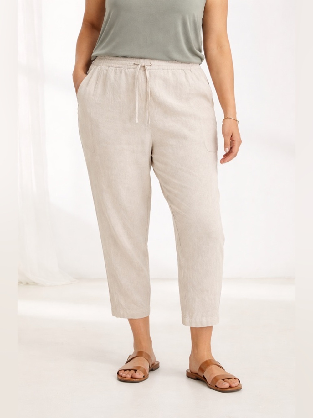 J Jill love linen pants in a cropped length women’s size large petite beige